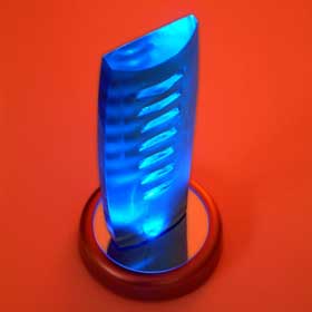 blue cast glass form